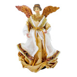 Estátua Natal Estatueta Decorativa Em Resina Anjo 25,5cm