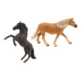 2x Figura Animal Realista De Brinquedo Miniatura De Cavalo