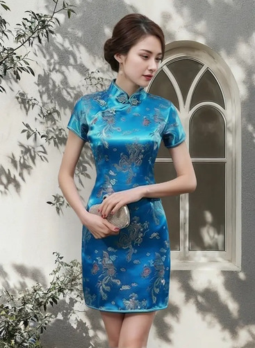 Wa Vestido Corto Estilo Tradicional Chino Qipao Cheongsam | Meses sin interés