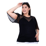 Blusa Escote Tul Mujer Adultos Talles Grandes Especiales