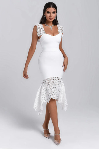 Vestido Bandage Blanco Sirena Novia Boda Civil
