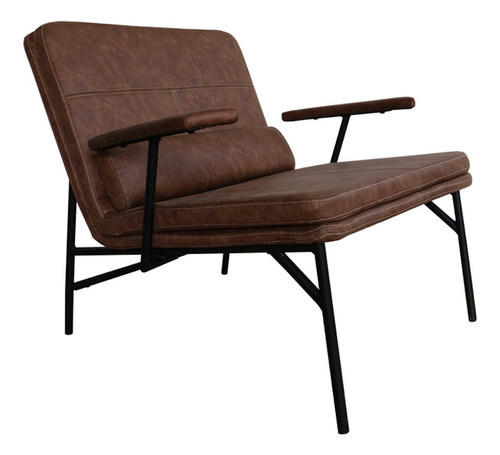 Sillón Living Industrial Ecocuero Elroy Apoyabrazos Marron