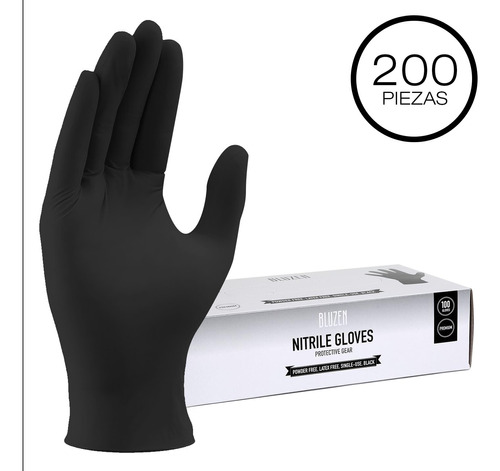 Guantes De Nitrilo Libre De Latex Sin Polvo 200 Pz M Bluzen