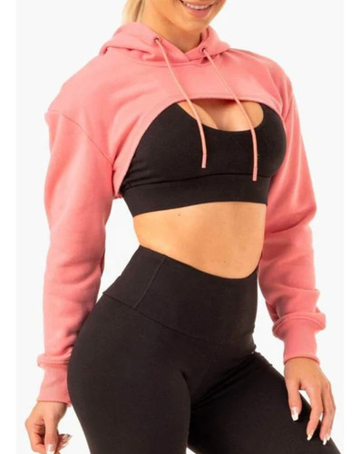 Sudadera Crop Top Mujer Ombliguera Con Capucha 