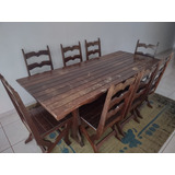 Mesa De Madeira Imbuia Maciça 2.20mt X 0.90 L Com 8 Cadeiras