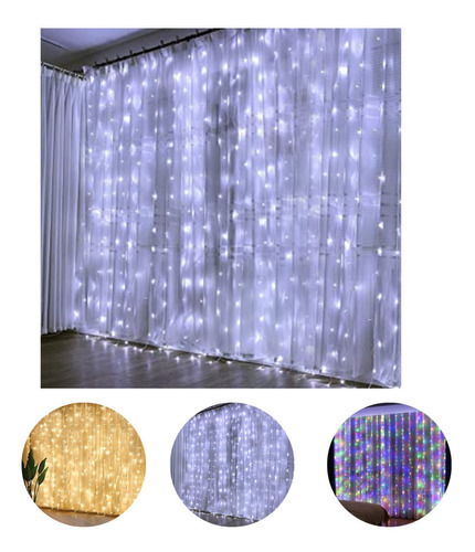 Lluvia De 144 Luces Led Cortina Navidad Decoracion Cotillon 