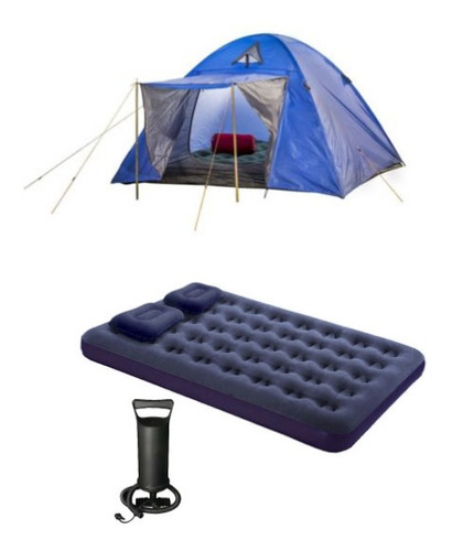 Carpa 4 Personas + Colchon 2 Plazas + 2 Almohadas Premium