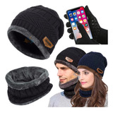 Kit Frio Touca Gorro Luva Touch Celular E Cachecol Macio