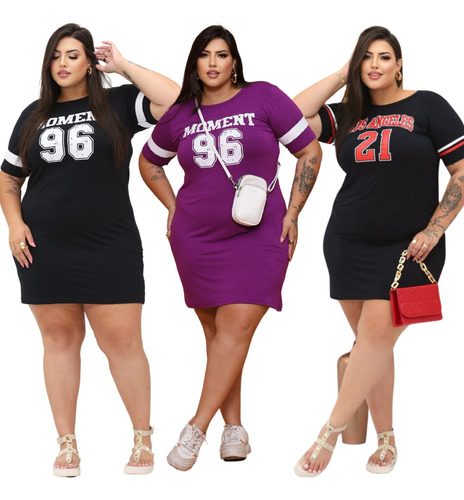 Kit 3 Vestidos Plus Size Estampado