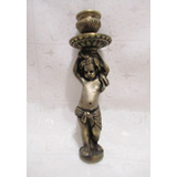 Antiguo Candelabro Bronce Figura Niño Base Sello Lacre L U F