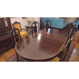 Juego Comedor Antiguo Mesa Extensible Con 6 Sillas