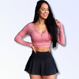 Crop Top Manga Larga Deportivo Modelador Relleno Brasileño