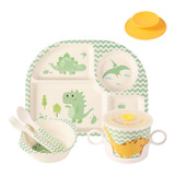 Shopwithgreen Juego De Vajilla De Bambu Para Ninos, Platos P