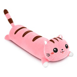 Peluche Gato Kawaii 70cm Almohada Larga De Felpa Suave Cojín