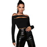 Blusa Crop Top Sexy Larga Ajustada Mujer Moda Casual 