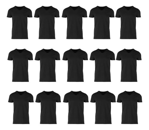 Paquete Playeras Hombres Cuello V Manga Corta 15 Pzs Mayoreo