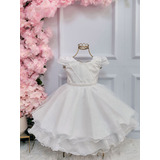 Vestido Infantil Branco Pérolas Luxo Princesa - 1.2.3.4