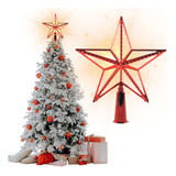 Ponteira De Natal Estrela 15cm Vazada - Decoração P/árvore Cor Vermelho