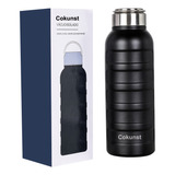 Cokunst Garrafa Térmica De 1 Litro Inox Academia Água Bebida Gelada Cor Preto