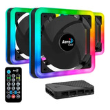 Kit 3 Ventiladores Aerocool Edge 14 Pro Argb 140mm Control Led Negro