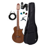 Violão Giannini Elétrico Nylon Flat Stage + Kit Completo Cor Natural Satin Orientação Da Mão Destro