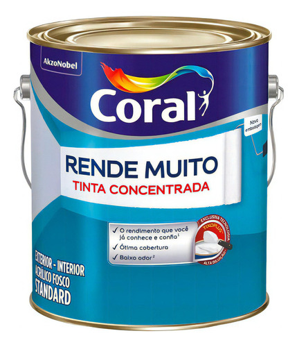 Tinta Acrílica Rende Muito 3,6 Litro Fosca Branco Coral