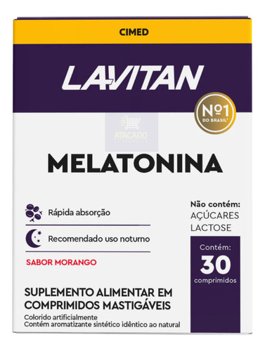 Lavitan Melatonina 30 Comprimidos Mastigáveis Cimed Morango