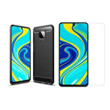 Funda Carbono + Vidrio  P/ Xiaomi Redmi Note 9 Pro / 9s 