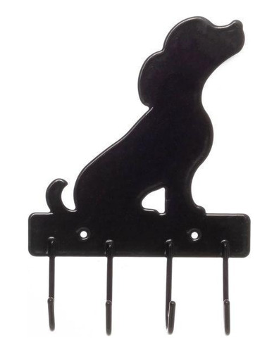 Gancho De Parede Aramado Decorativo Cachorro Multiuso Preto