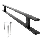 Puxador Inox Preto Porta Pivotante Pé Quadrado 80cm 40x10