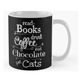 Taza Leer Libros, Tomar Café, Comer Chocolate, Gatos Domésti