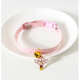 Collar Rosa Para Gato O Perro Con Dije De Sakura/cascabel