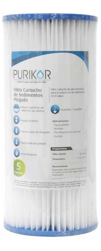 Filtro Cartucho Plegado Pkcpl 4.5x10x5 Micras