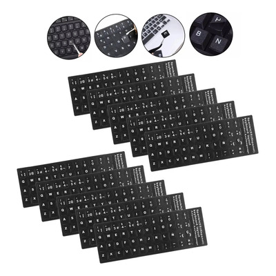 10 X Etiquetas Stickers Teclado Español Negro Letras Blancas Negro