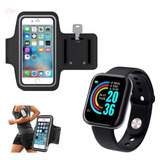 Kit Caminhada Corrida Porta Celular Fitness + Smartwatch