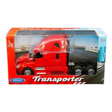 Welly 1/32 Freightliner Cascadia Rojo Caja Individual Traile