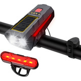 Luz Delantera De Bicicleta Solar Usb Recargable Con Trompeta