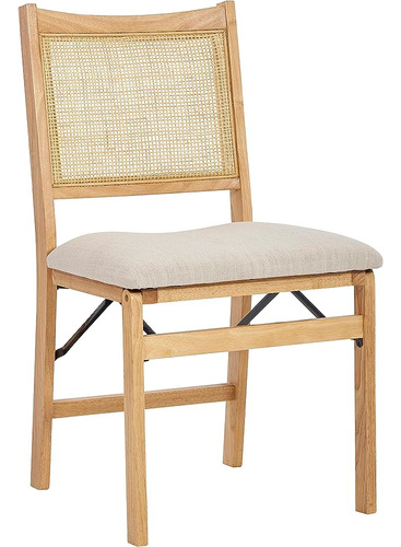 ~? Powell Kasi Beige Rattan Cane Plegable Silla Lateral De C