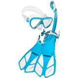 Set Snorkeling Cressi Mini Bonete Dry Niños Azul Bco L- Xl