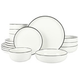 Juego De Cena De Porcelana Oslo De 16 Piezas, Blanco Bo...