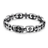 Pulsera Para Hombre Eslabón Cruces De Acero Inoxidable 316l