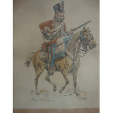 Antigua Lamina Enmarcada 1er. Empire Hussards 35,5 X 42,5