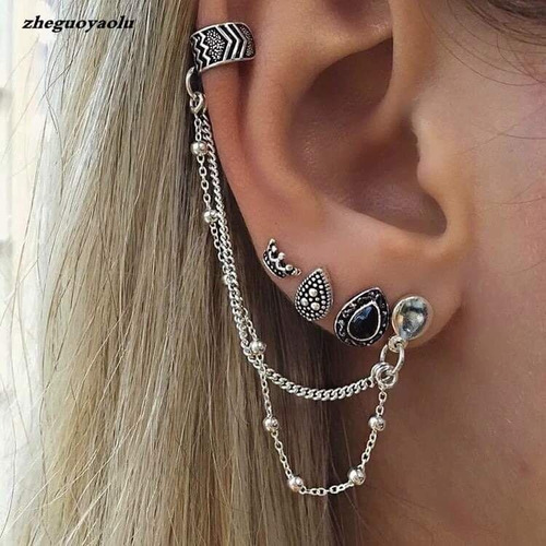 Conjunto De Aretes Asimétricos Set X4 Estilo Bohemio 