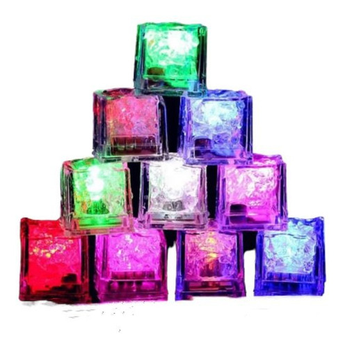 48 Cubos Hielo Led Luminoso Multicolor Boda Fiesta Mayoreo