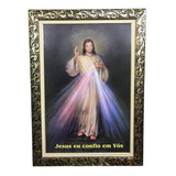 Quadro Jesus Misericordioso Com Moldura Luxo 87 X 66 Cm