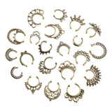 21 Piezas De Cristal Falso Septum Clicker Anillo De Nariz No