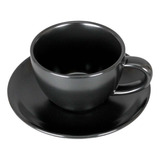 Juego 6 Tazas Y Plato Mate 320 Ml Para Cafe