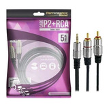 Cabo De Audio P2 X 2 Rca 5m Profissional Plug Metal 5 Metros