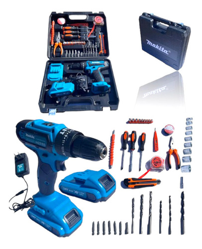 Taladro Inalámbrico Makita 24v Percutor Full Accesorios