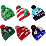 6 Gorro De Punto Led Con Luz Navideña Con 6 Luces De Colores